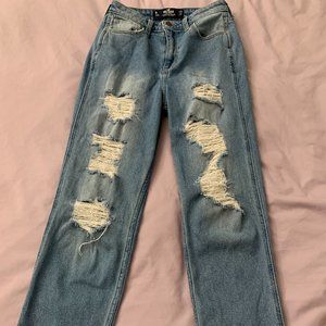 Holister high rise ripped mom jeans